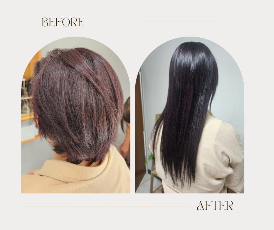 Dark hair transformation before and after